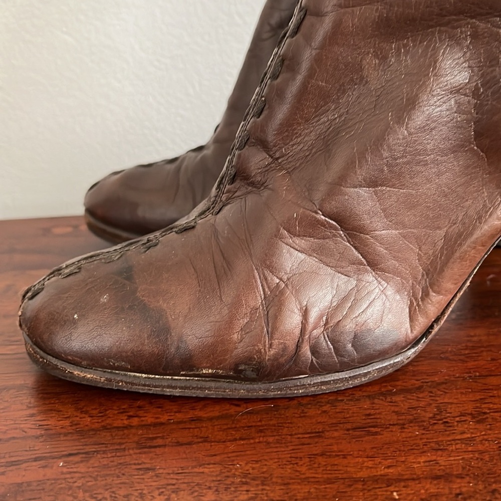 VINTAGE RAMIREZ Knee High Brown Leather Heeled Boots 5.5 - Picture 6 of 10